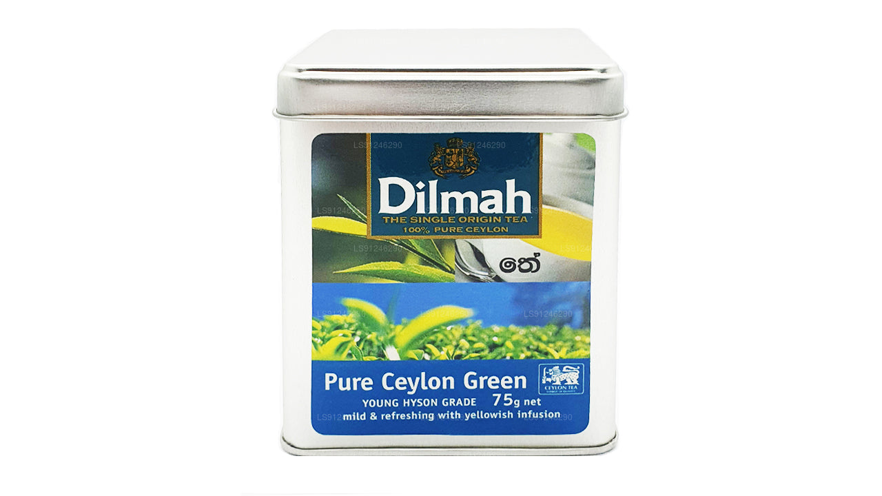 Dilmah Pure Ceylon Green Tea (YOUNG HYSON GRADE) tè sfuso in foglie (75 g)  Contenitore – Lakpura LLC