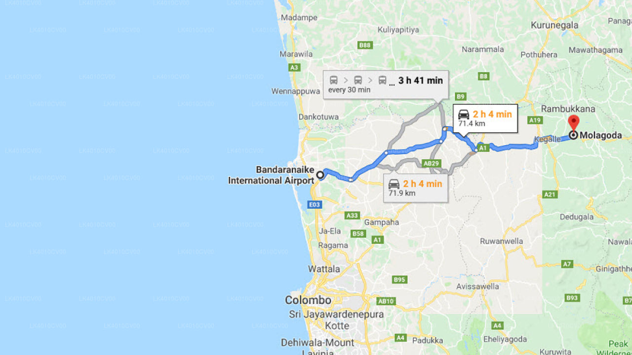 Molagoda City to Colombo Airport (CMB) Private Transfer