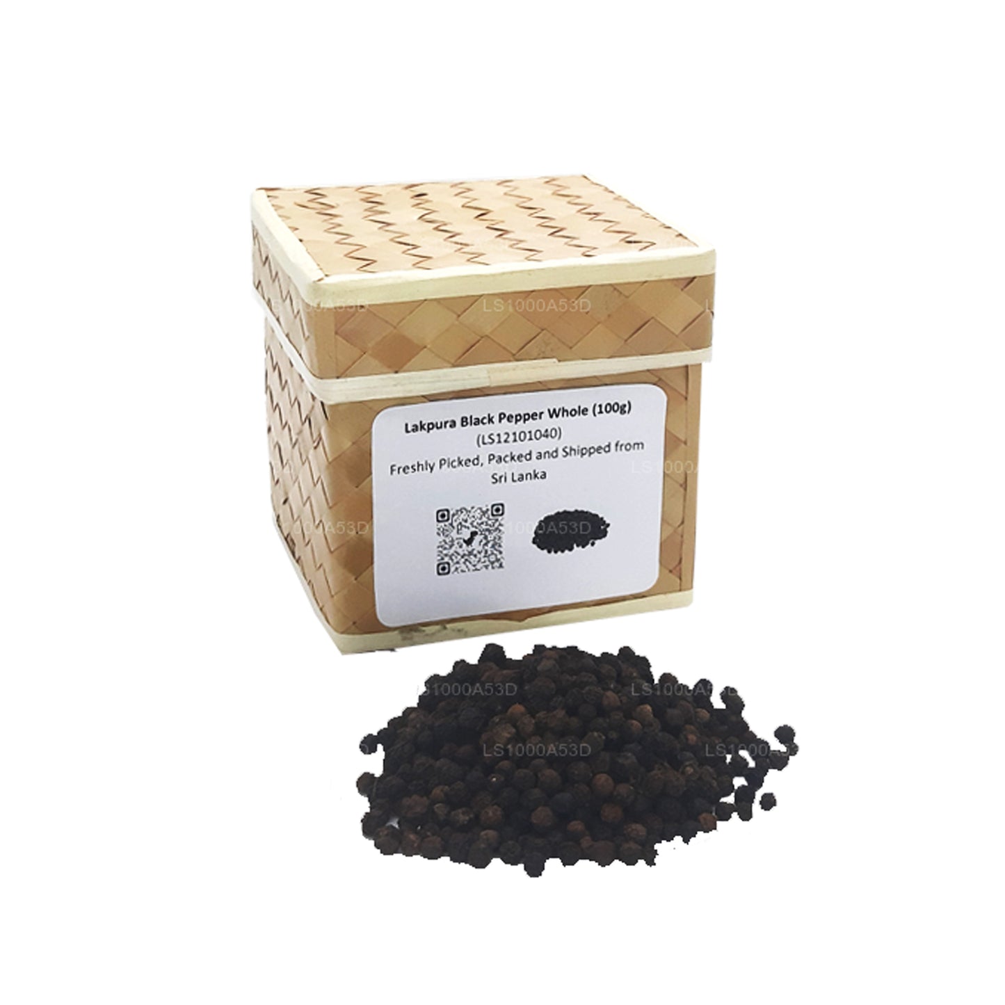 Scatola di pepe nero intero Lakpura (100 g)