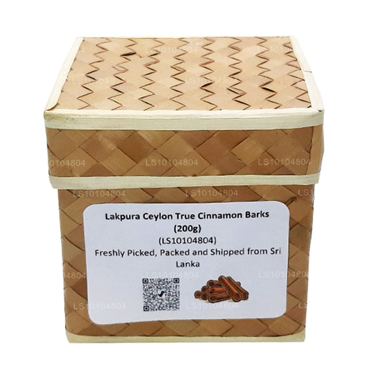 Lakpura, cortecce di cannella di Ceylon bio, confezione da 200 g