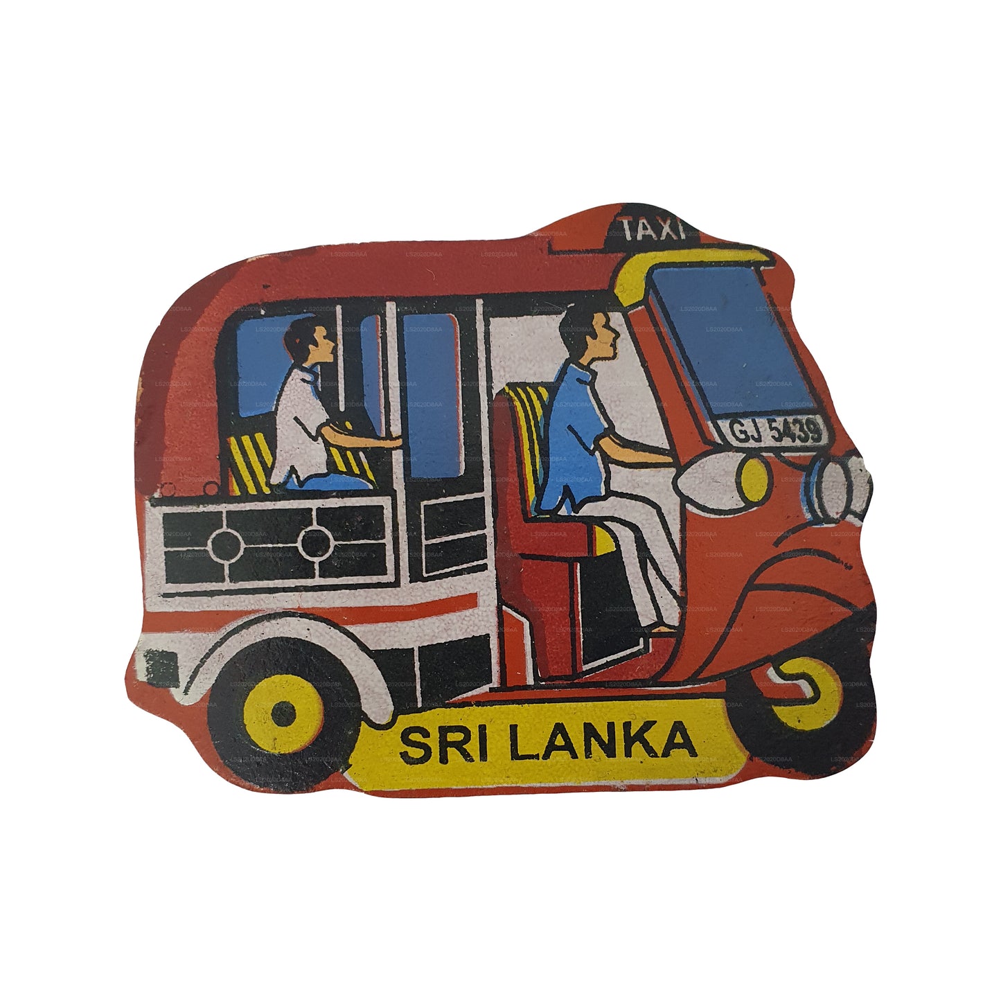 Magnete da frigorifero Tuk Tuk rosso dello Sri Lanka