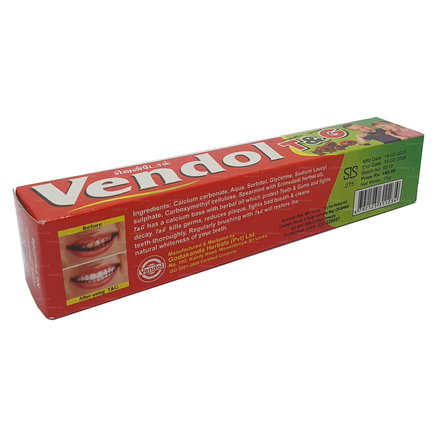 Dentifricio Vendol T e G (135 g)