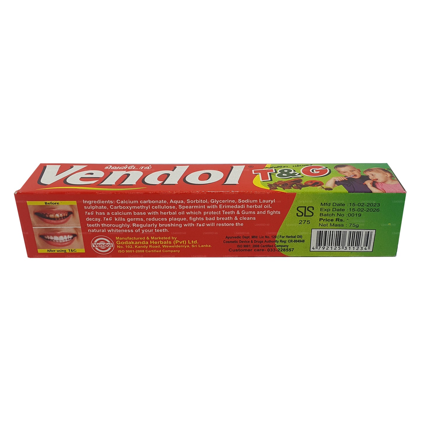 Dentifricio Vendol T e G (135 g)