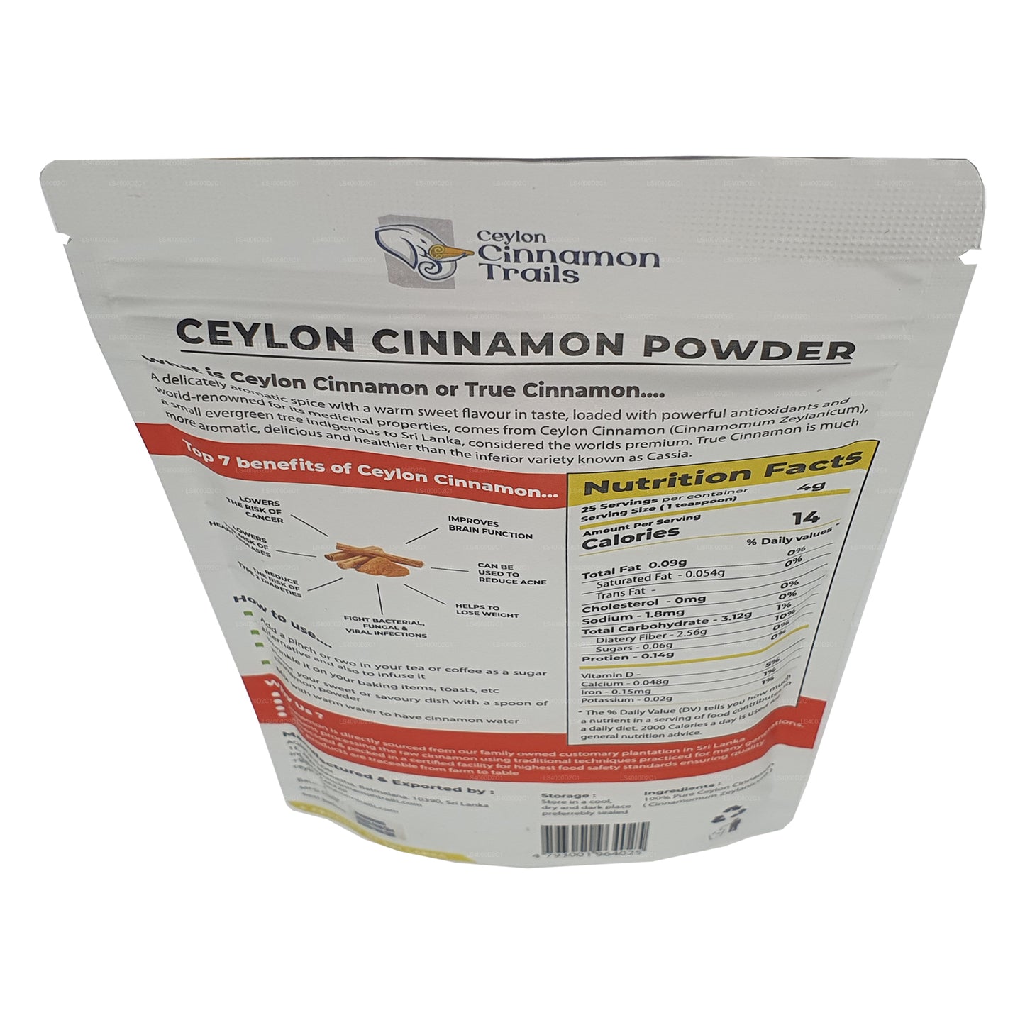 Cannella in polvere Ceylon Cinnamon Trails (100g)