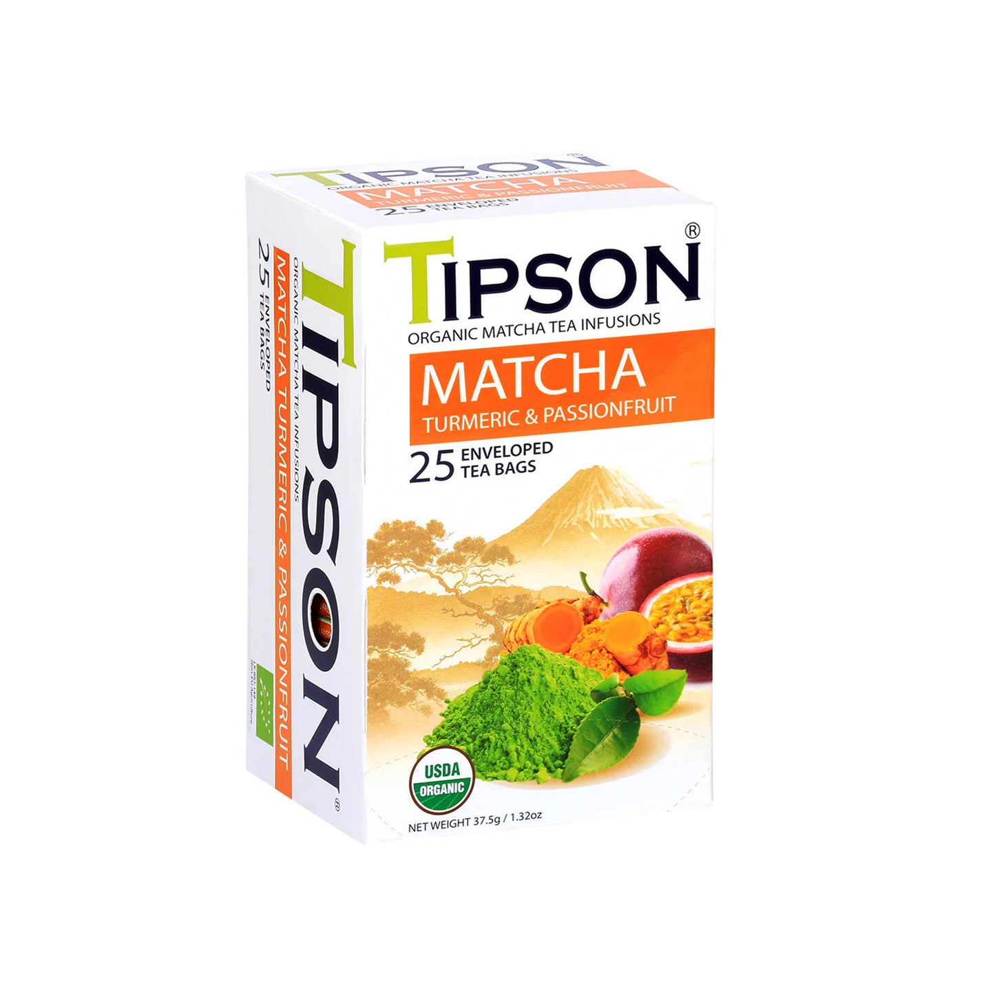 Tipson Matcha Turmeric and Passionfruit Tea (37.5g) 25 Enveloped Tea Bags