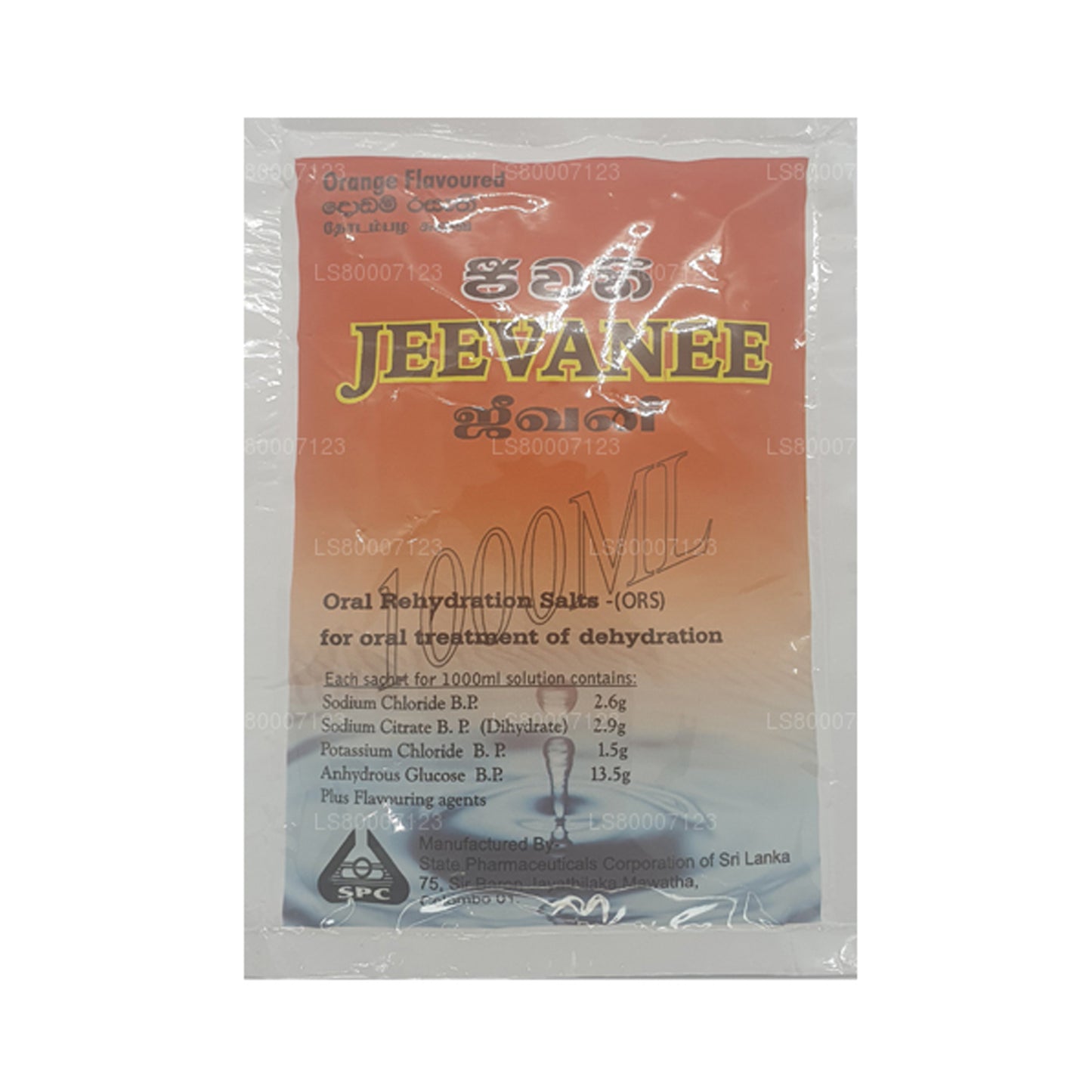 Sali per la reidratazione orale aromatizzati all'arancia Jeevanee (25 bustine)