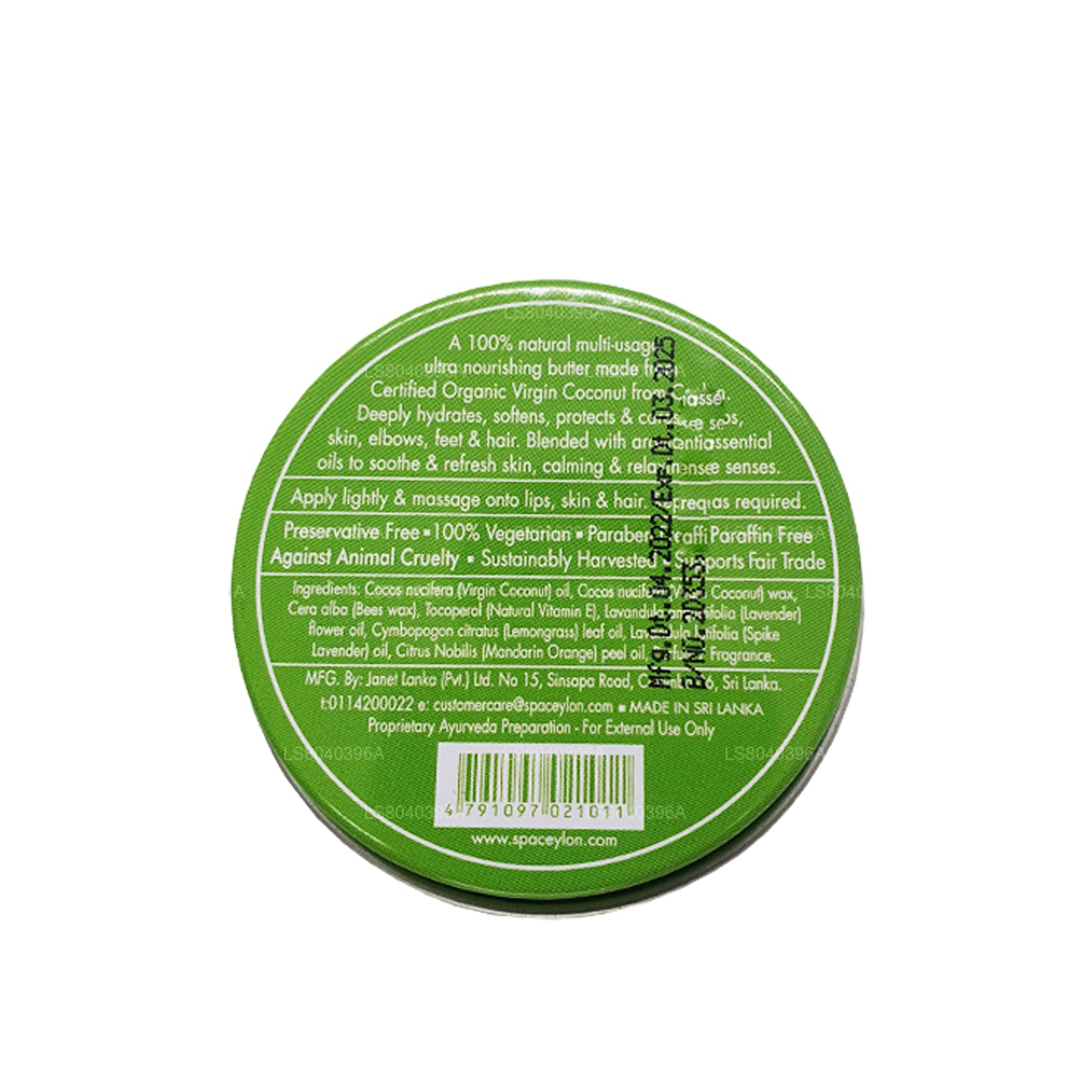 Spa Ceylon, burro naturale alla citronella, mandarino e cocco vergine (25 g)