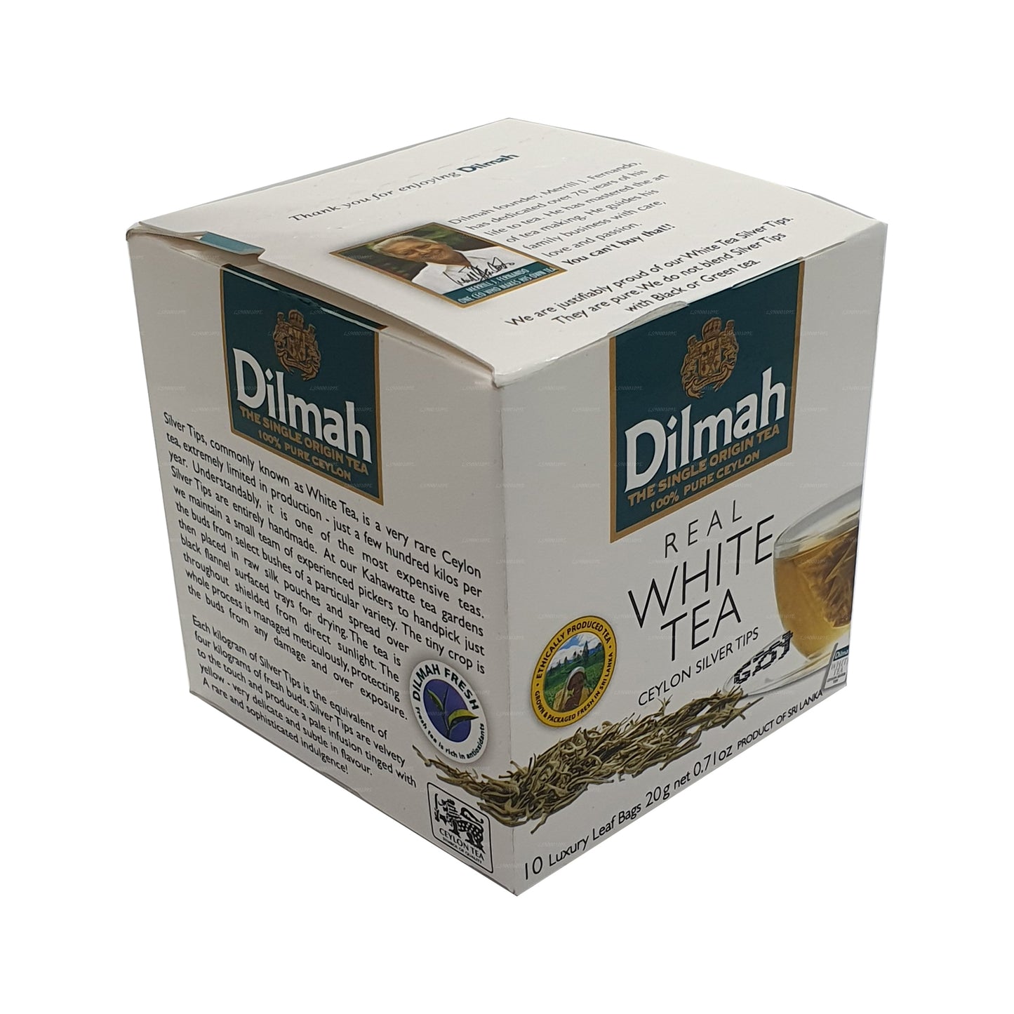 Dilmah Real White Tea Ceylon Silver Tips (20 g) 10 bustine di tè