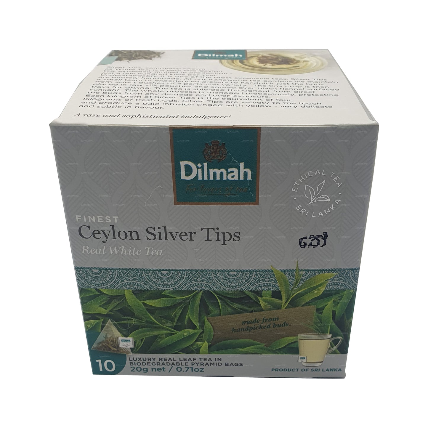 Dilmah Real White Tea Ceylon Silver Tips (20 g) 10 bustine di tè