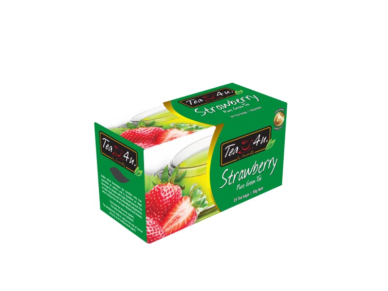 Tea4U Tè verde alla fragola (50g) 25 bustine di tè