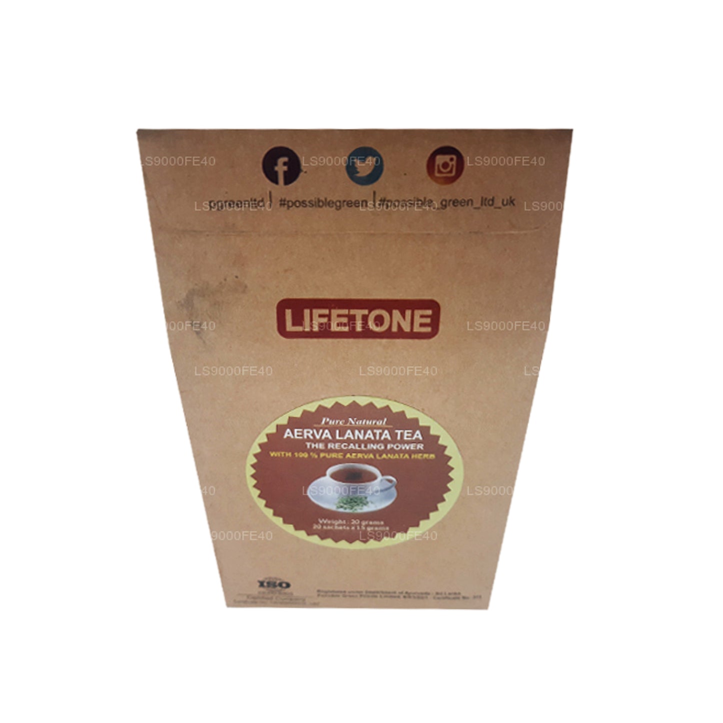 Lifetone (Polpala, Mountain Knotgrass) Aerva Lanata (30g) 20 bustine di tè