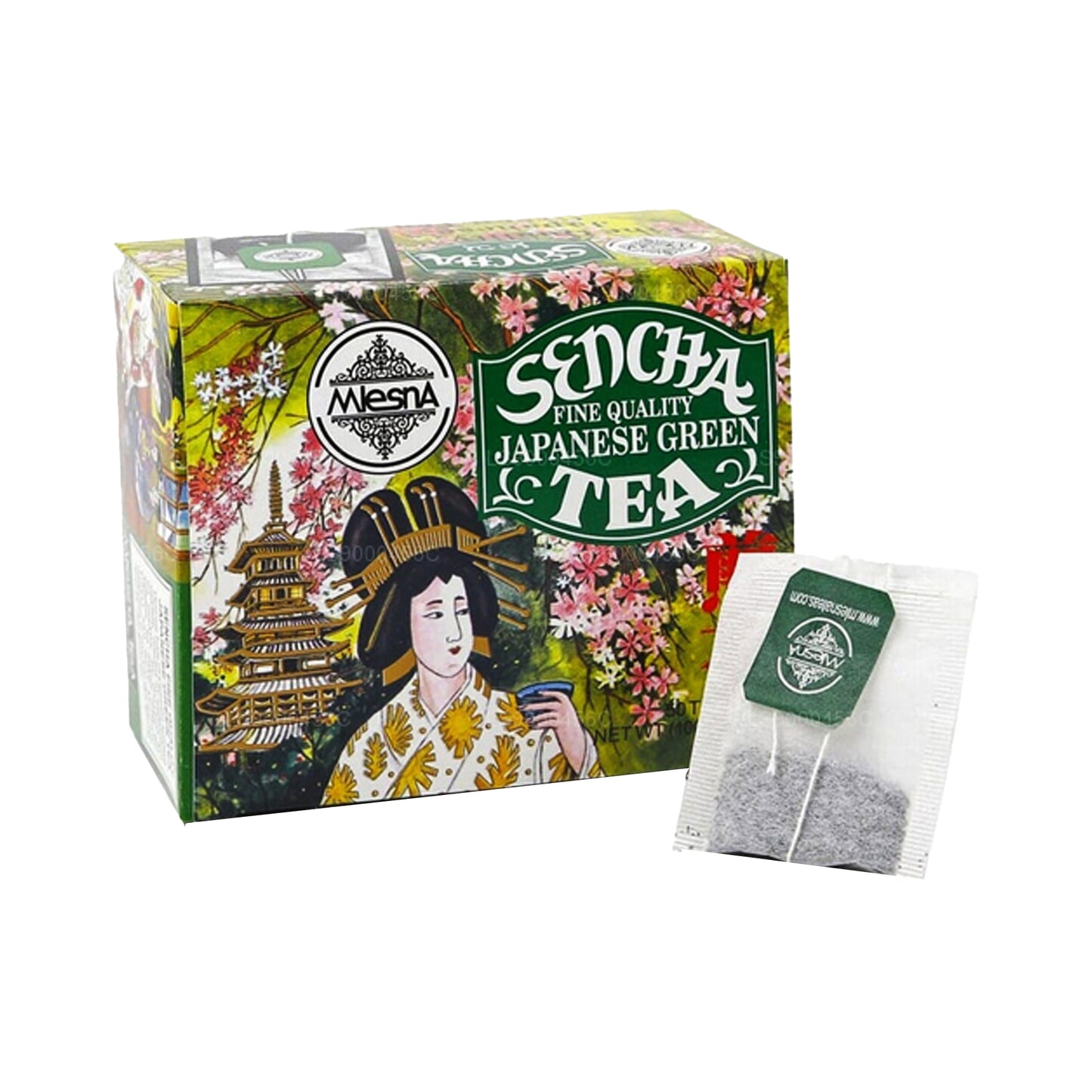 Tè verde giapponese Mlesna Tea Sencha 50 bustine di tè (100 g) String & Tag