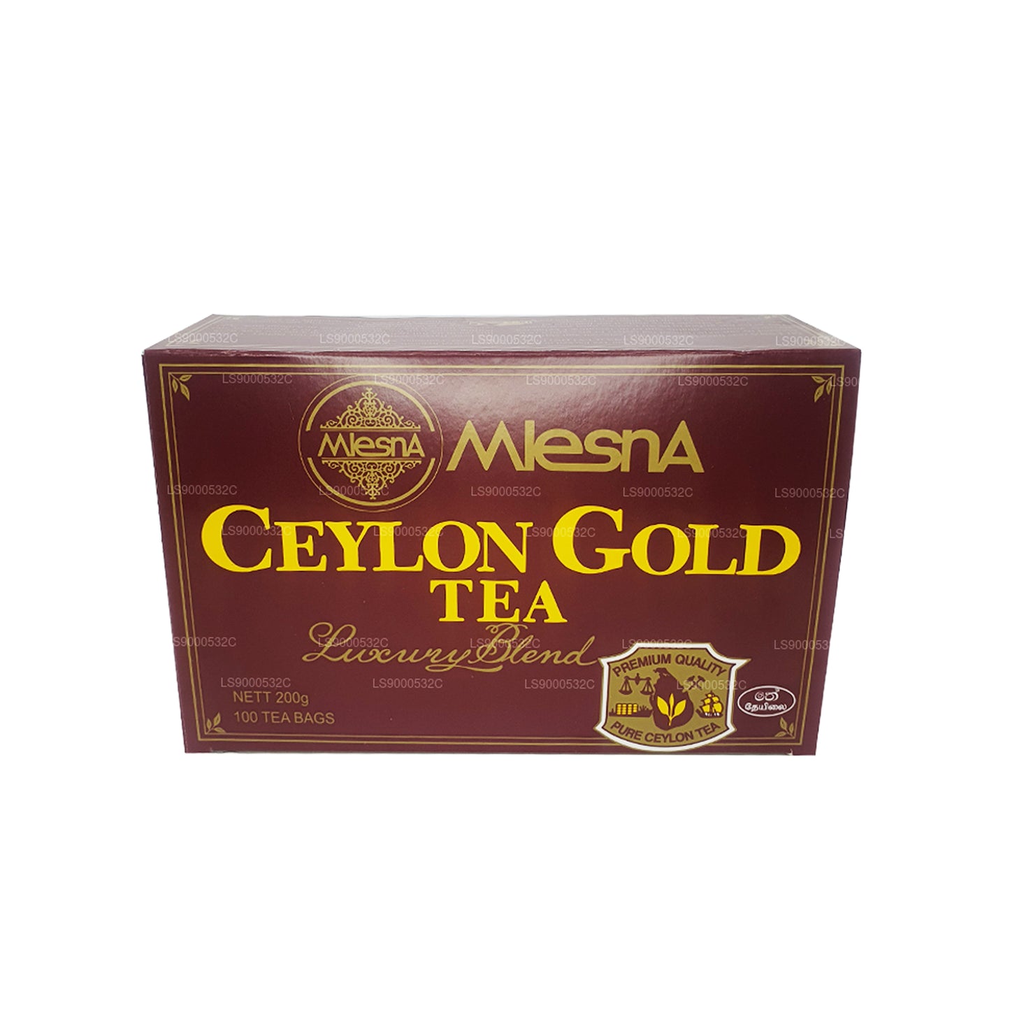 Mlesna Tea Ceylon Gold 100 bustine di tè (200 g) con cordino e etichetta