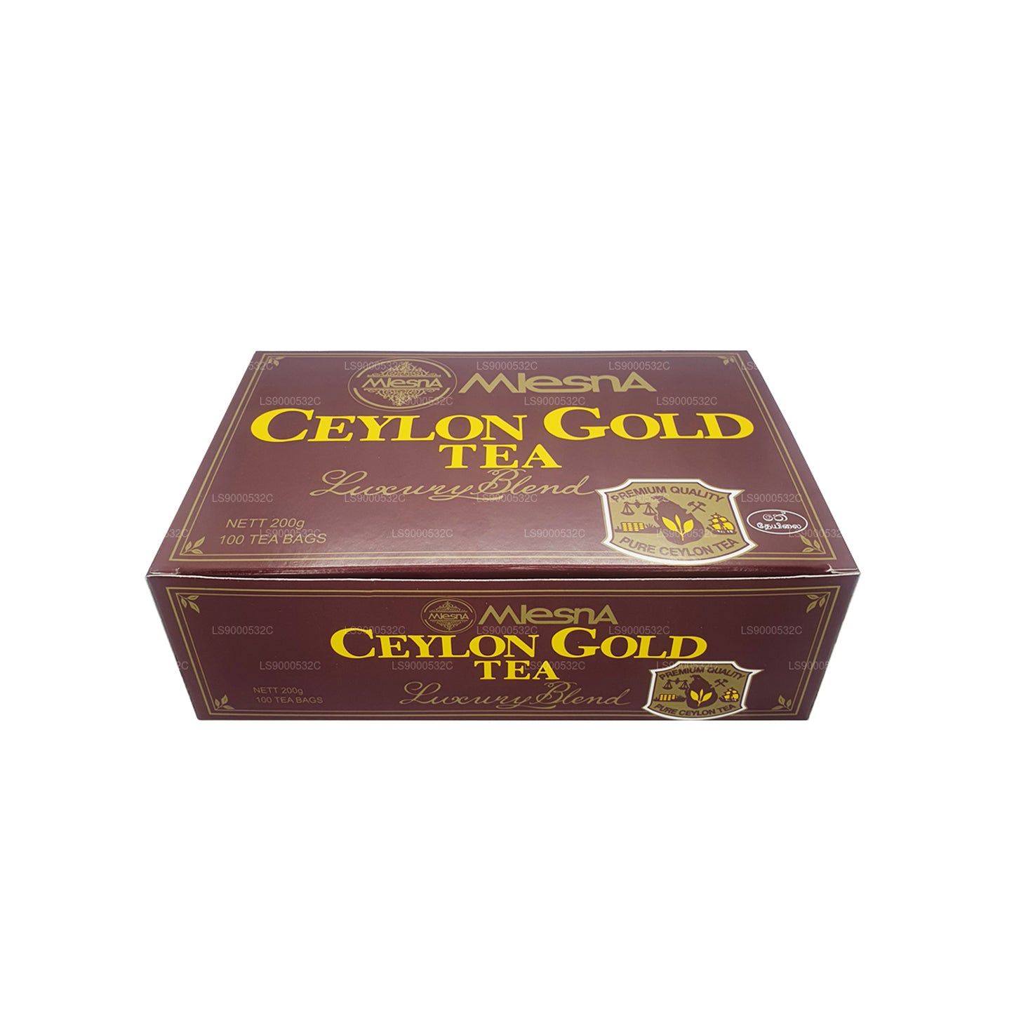 Mlesna Tea Ceylon Gold 100 bustine di tè (200 g) con cordino e etichetta