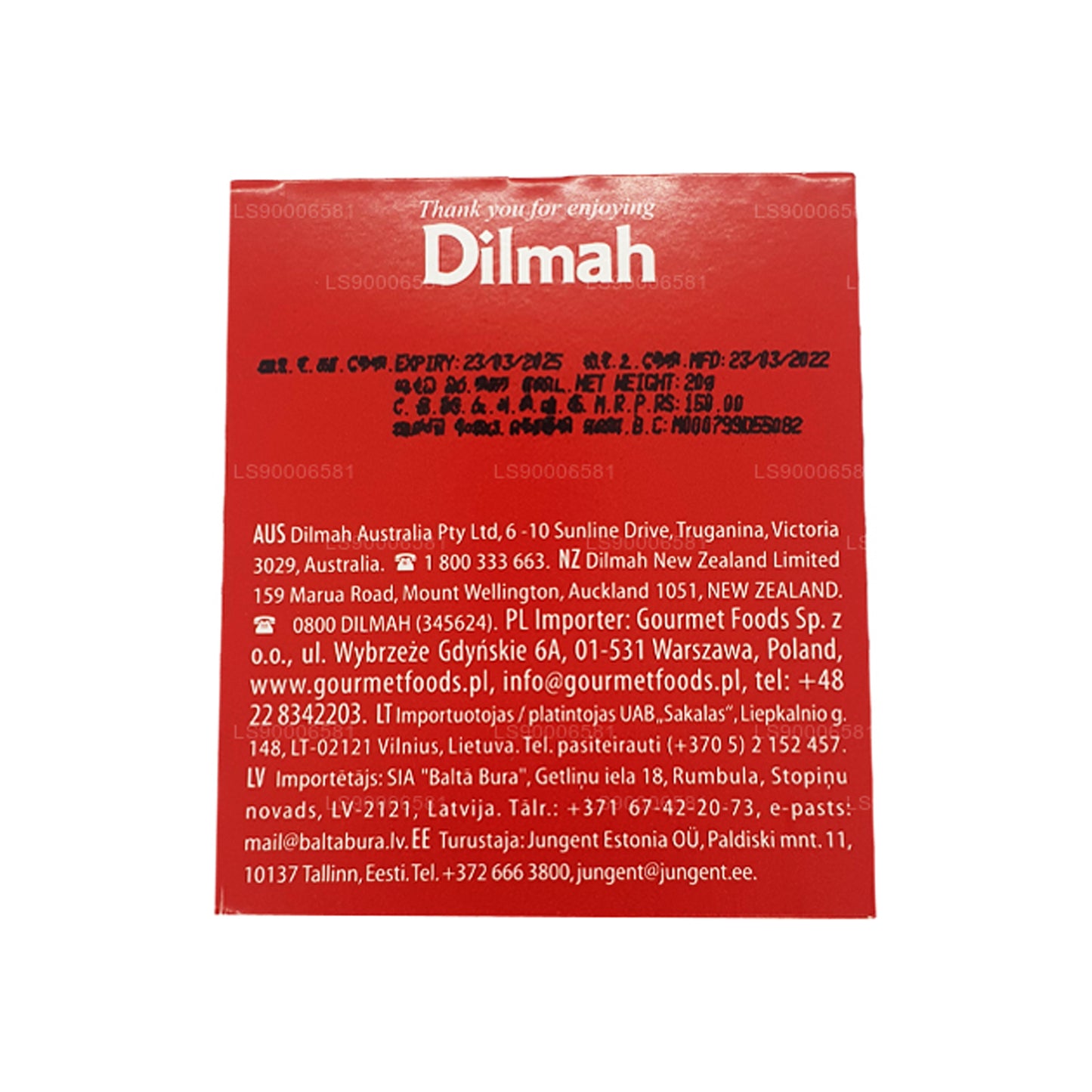 Dilmah English Breakfast Tea (20 g), 10 bustine di tè confezionate singolarmente in carta stagnola