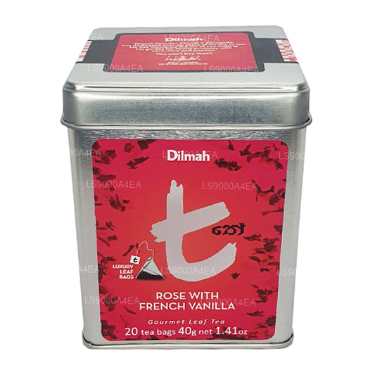Dilmah serie T, rosa con vaniglia francese, 20 bustine di tè in foglie (40 g)