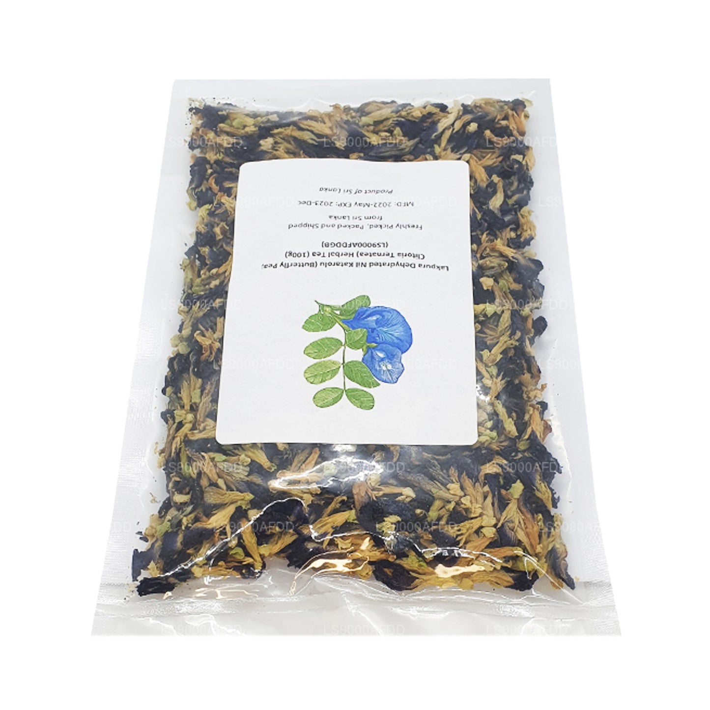 Lakpura Dishydrated Nil Katarolu (Pisello farfalla; Clitoria Ternatea) Tè alle erbe (40g)