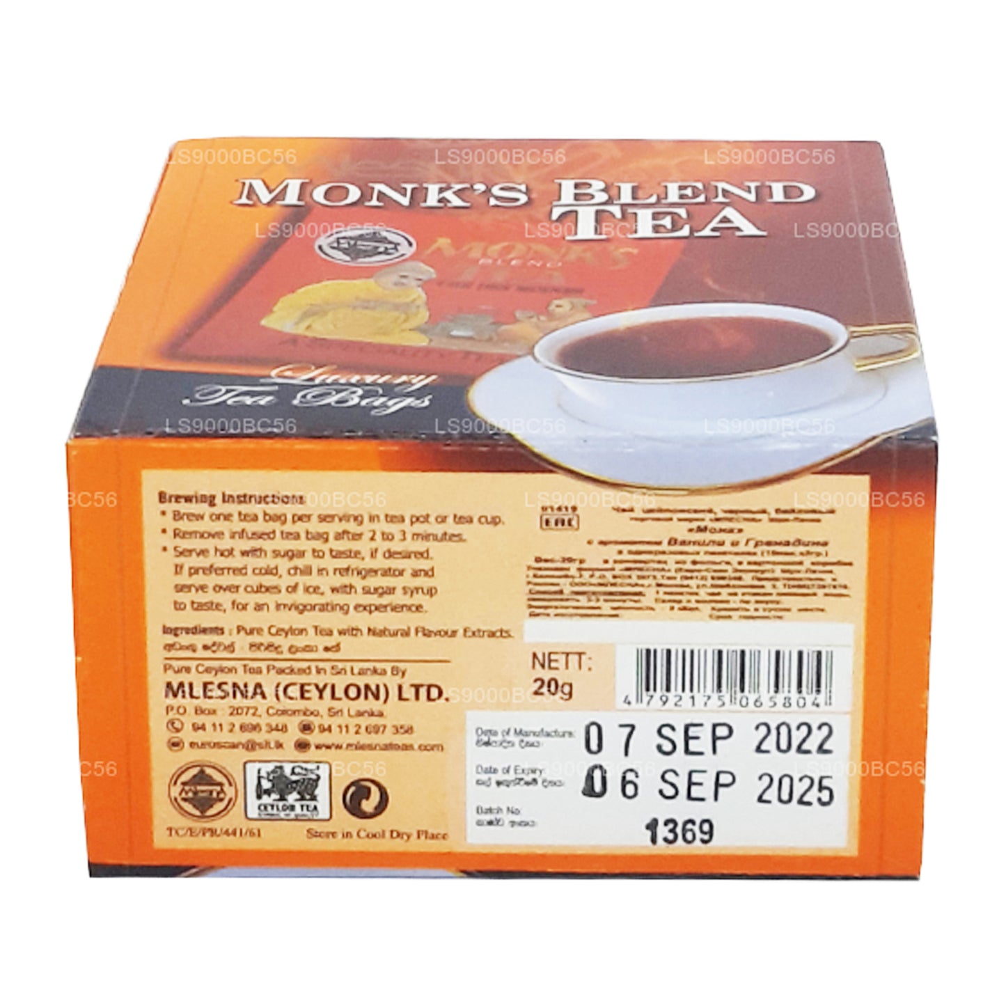 Mlesna Monk's Blend Tea (20 g) 10 bustine di tè di lusso