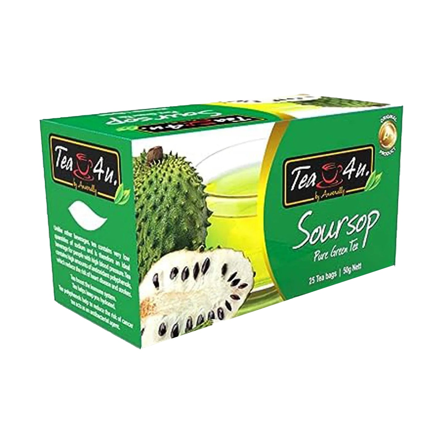 Tea4U Tè verde con soursop (50g) 25 bustine di tè