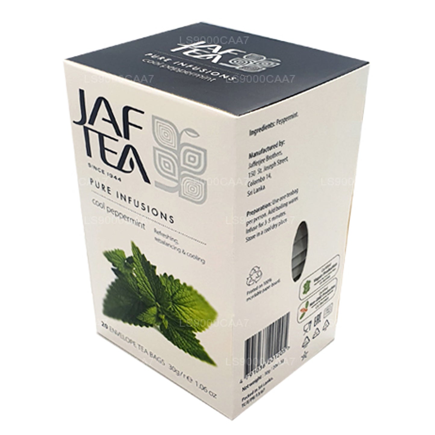 Jaf Tea Pure Infusions Collection, bustine di tè in pellicola di menta piperita fresca (30 g)