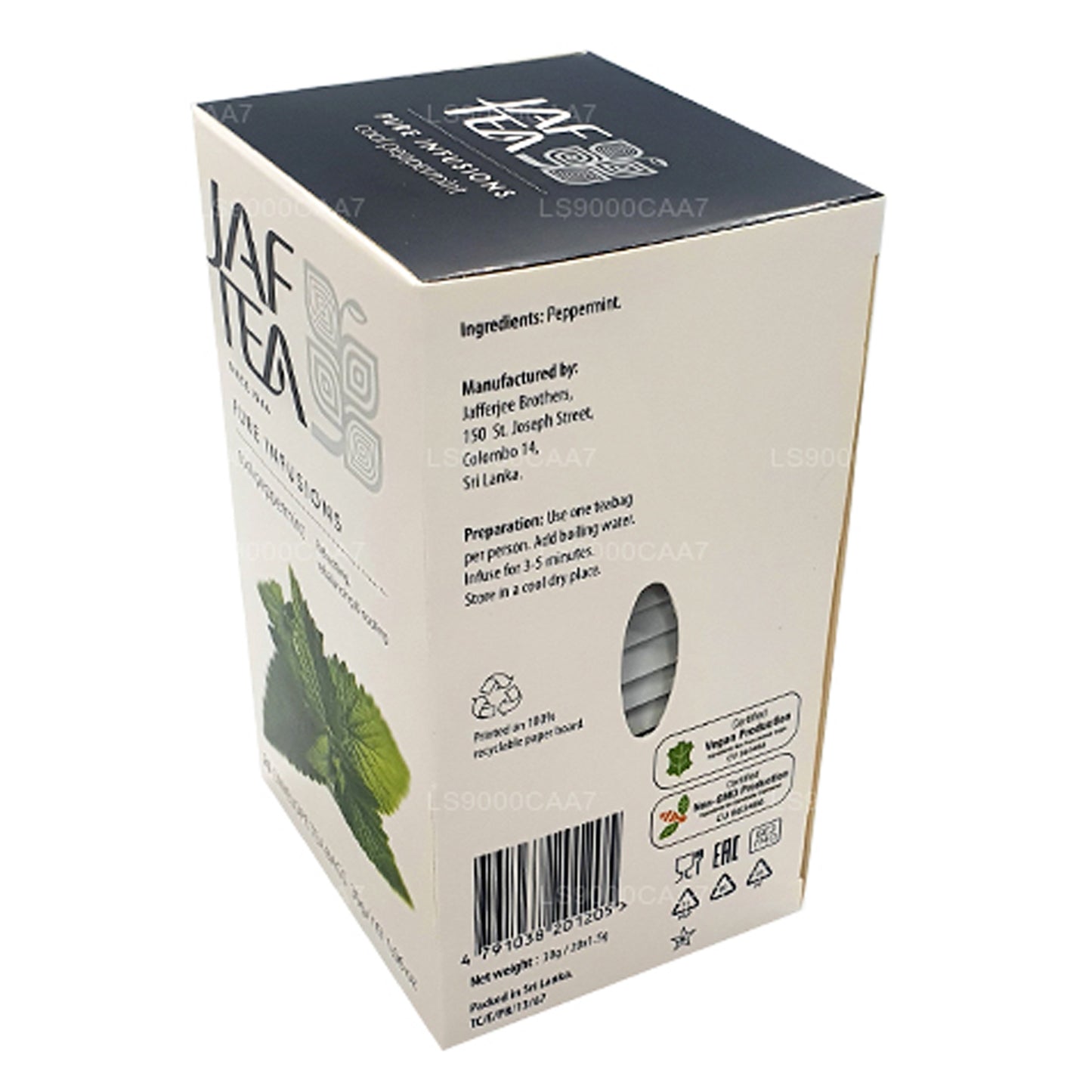 Jaf Tea Pure Infusions Collection, bustine di tè in pellicola di menta piperita fresca (30 g)