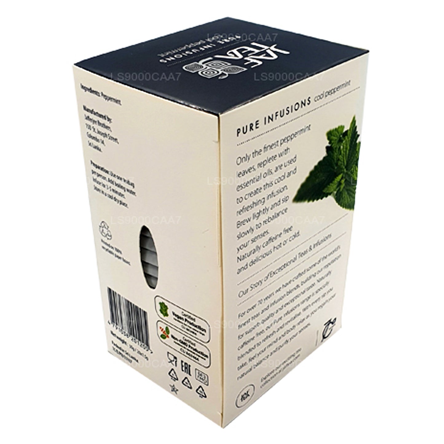 Jaf Tea Pure Infusions Collection, bustine di tè in pellicola di menta piperita fresca (30 g)