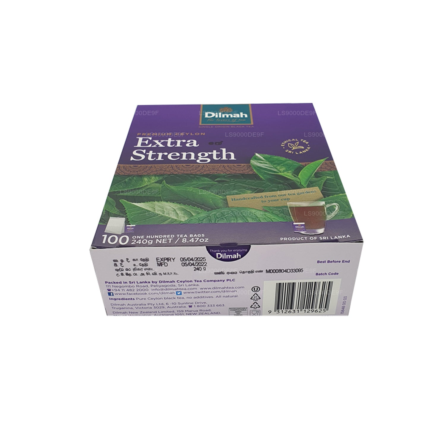 Tè di Ceylon Dilmah Premium Extra Strength (240 g) 100 bustine di tè