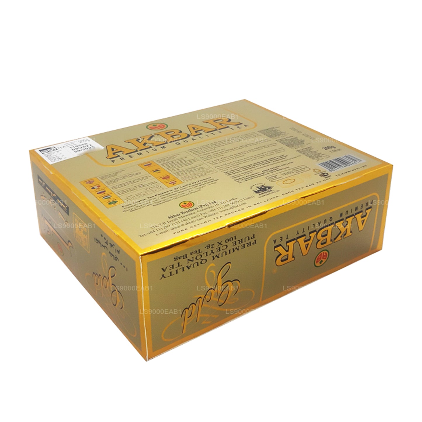 Tè di Ceylon Akbar Gold Premium puro al 100% (200 g) 100 bustine di tè