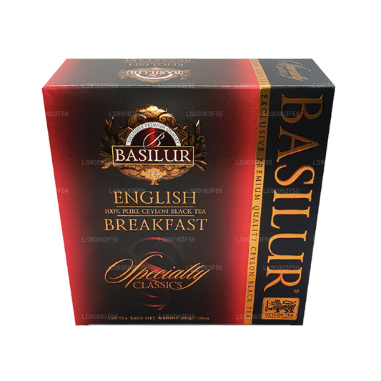 Basilur English Breakfast Pure Ceylon Black Tea (200g) 100 bustine di tè