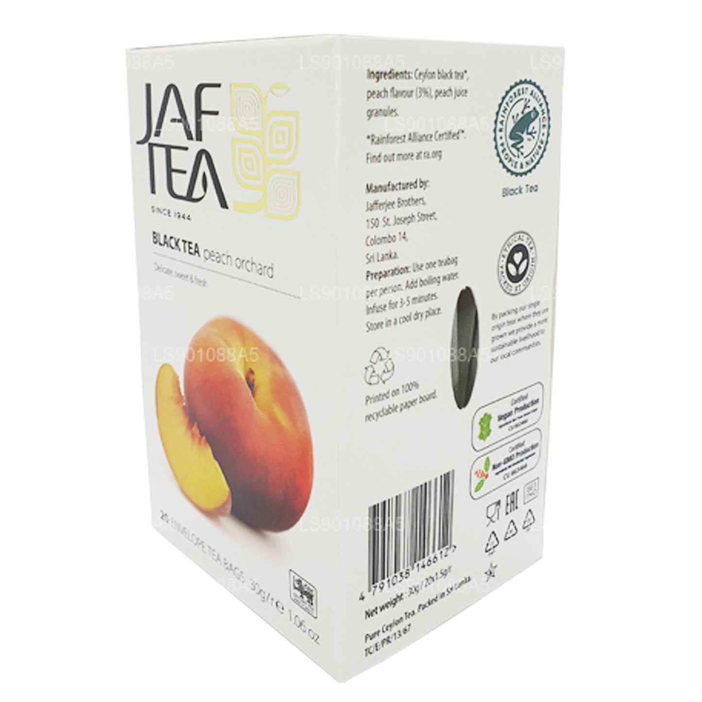 Jaf Tea Pure Fruits Collection Black Tea Peach Orchard (30 g) 20 bustine di tè