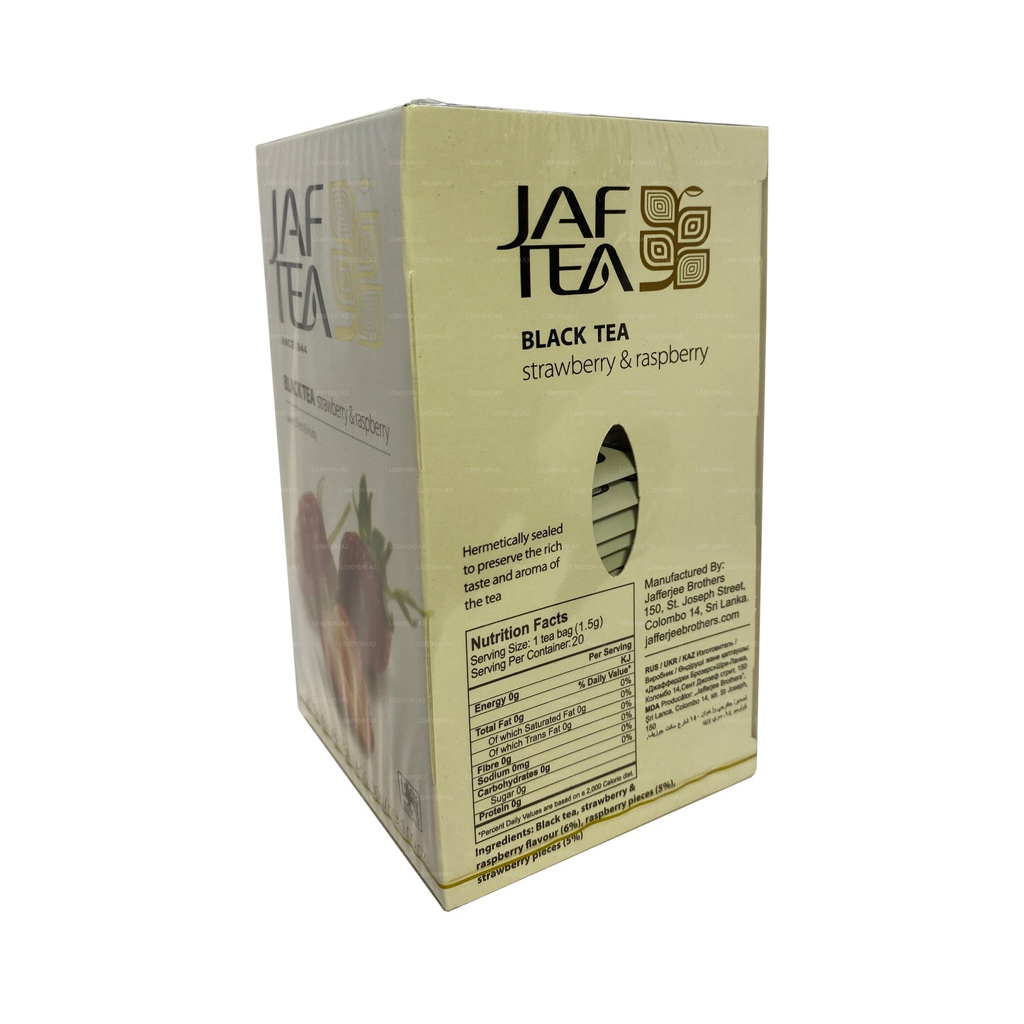 Jaf Tea Pure Fruits Collection Tè nero alla fragola e lampone (30 g) 20 bustine di tè