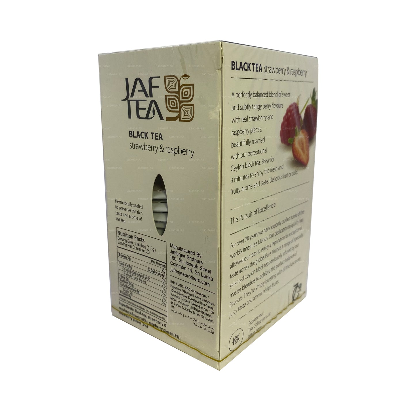 Jaf Tea Pure Fruits Collection Tè nero alla fragola e lampone (30 g) 20 bustine di tè