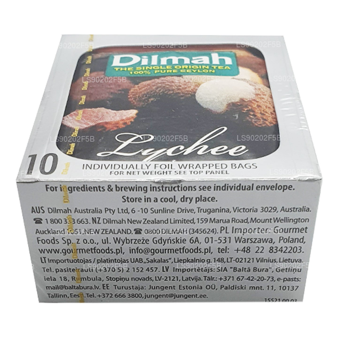 Tè nero di Ceylon aromatizzato al litchi Dilmah (20 g) 10 bustine di tè