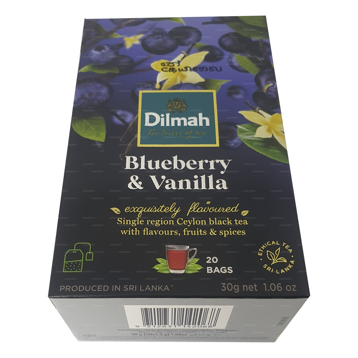 Tè aromatizzato al mirtillo e vaniglia Dilmah (40g) 20 bustine di tè