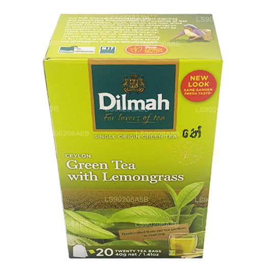 Tè verde puro di Ceylon Dilmah con tè alla citronella (40 g) 20 bustine di tè