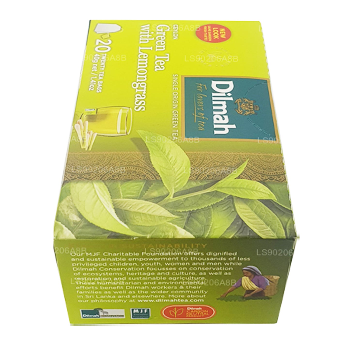 Tè verde puro di Ceylon Dilmah con tè alla citronella (40 g) 20 bustine di tè