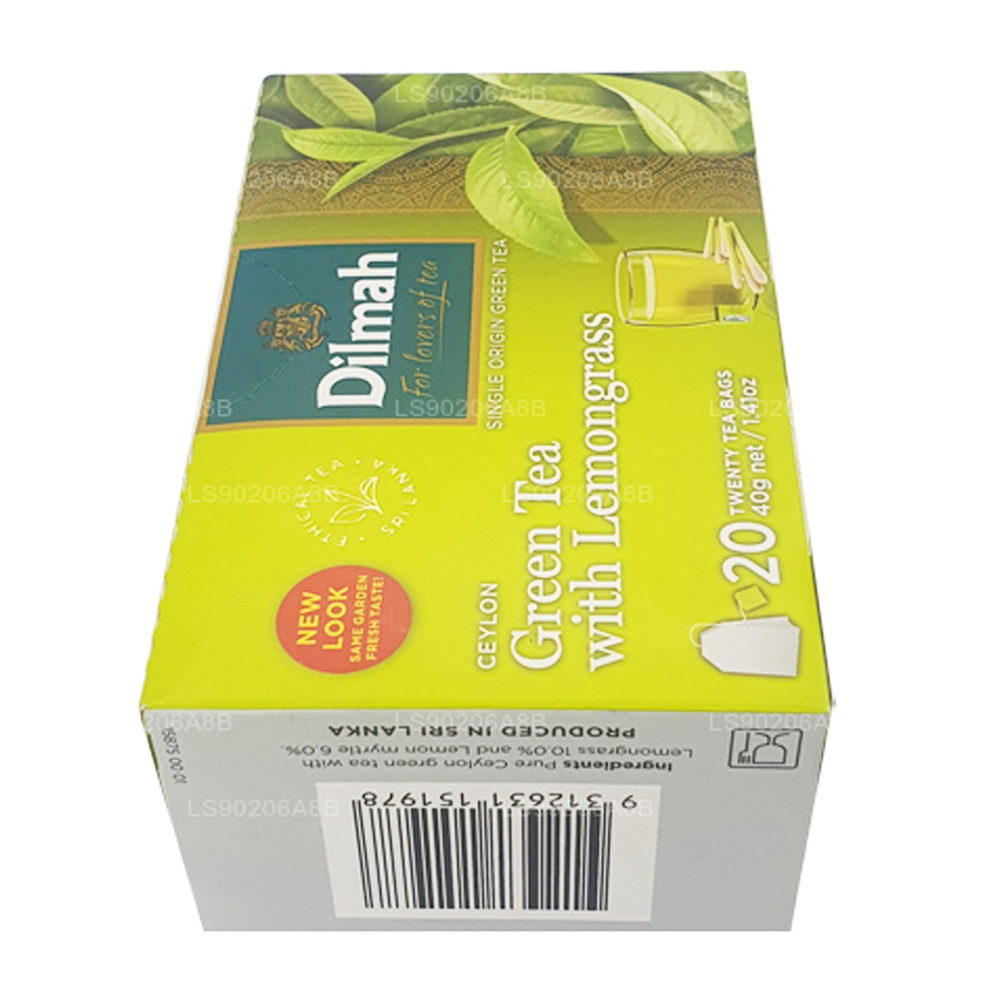 Tè verde puro di Ceylon Dilmah con tè alla citronella (40 g) 20 bustine di tè