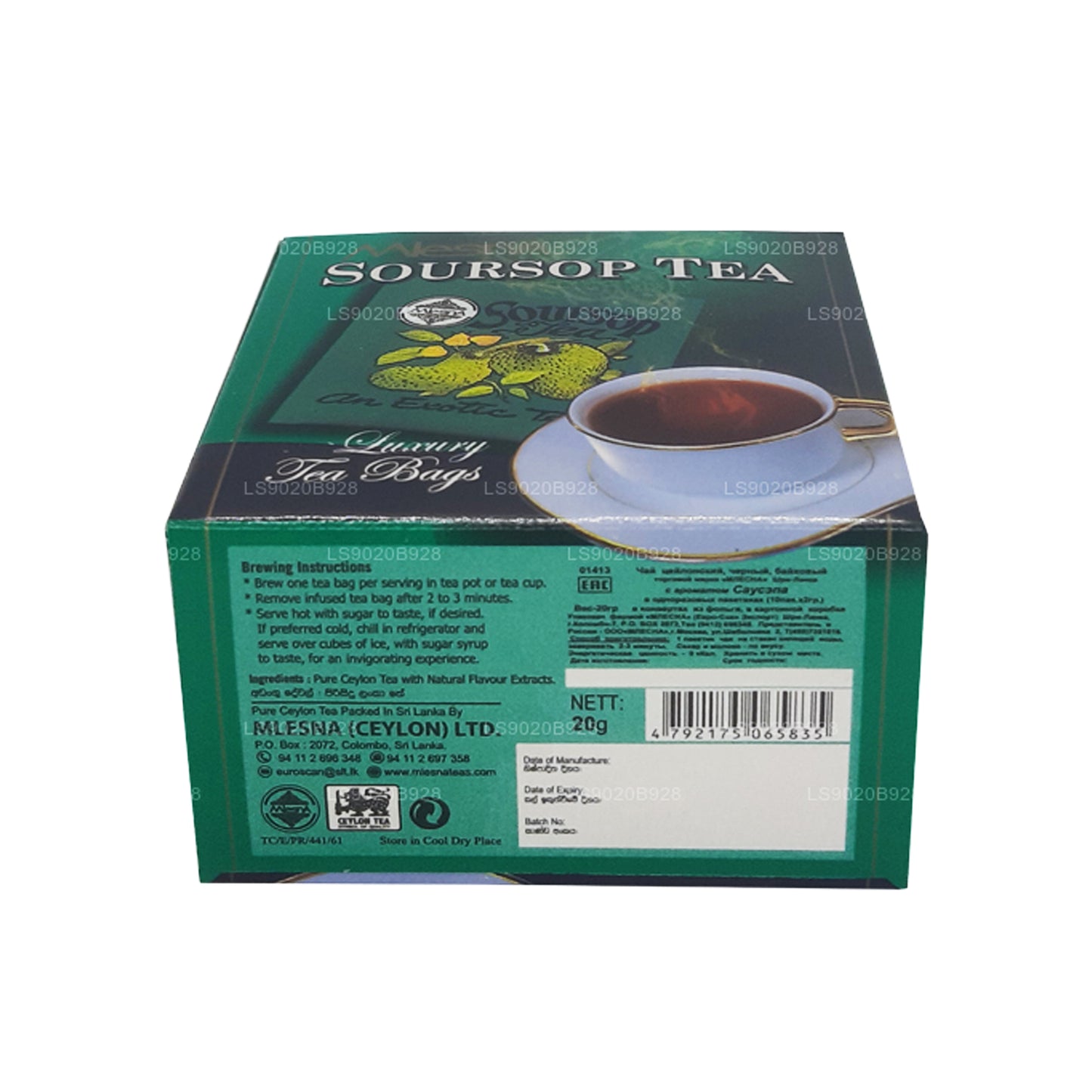 Tè Mlesna Soursop (20g) 10 bustine di tè di lusso