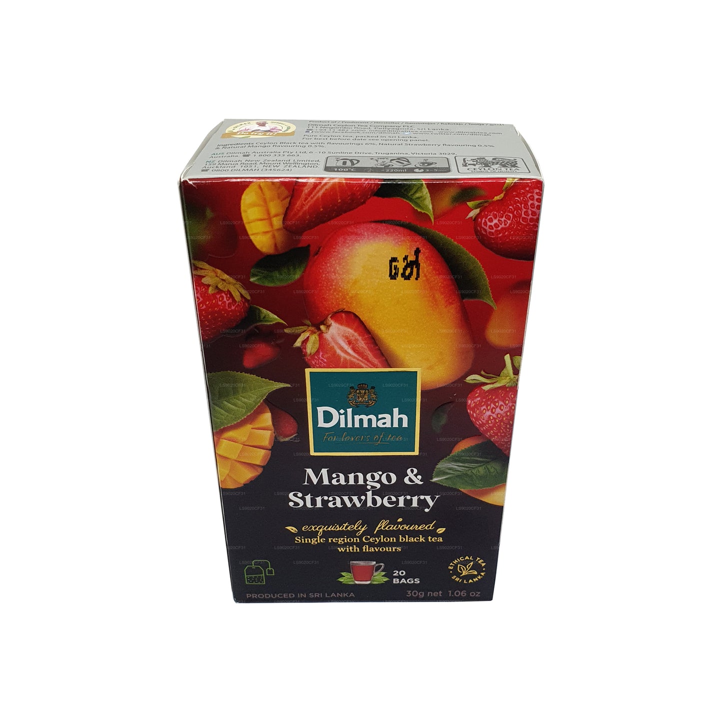 Tè aromatizzato al mango e fragola Dilmah (30 g) 20 bustine di tè