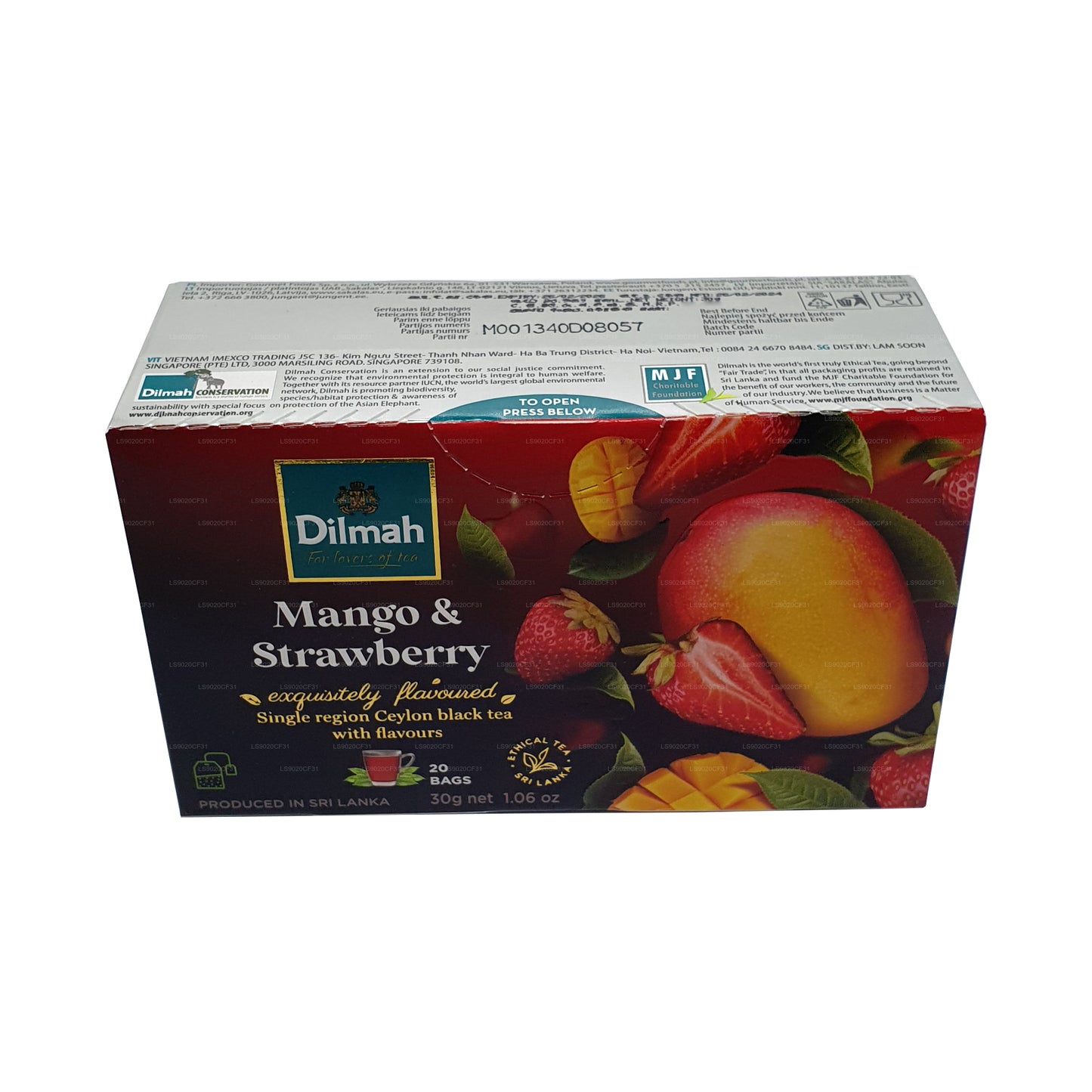 Tè aromatizzato al mango e fragola Dilmah (30 g) 20 bustine di tè