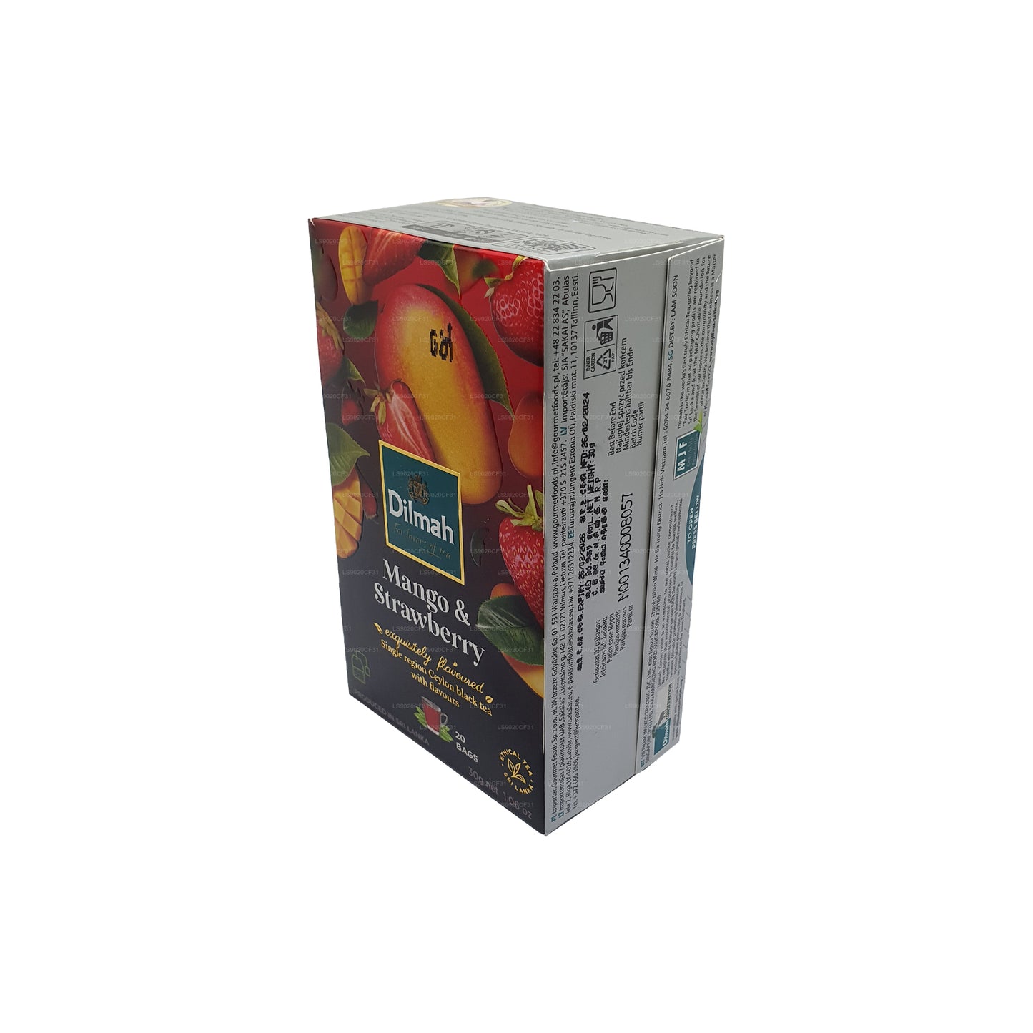 Tè aromatizzato al mango e fragola Dilmah (30 g) 20 bustine di tè