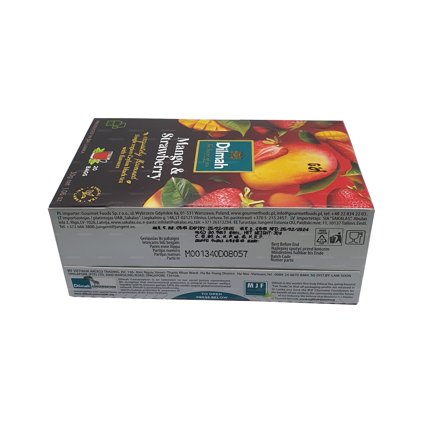 Tè aromatizzato al mango e fragola Dilmah (30 g) 20 bustine di tè