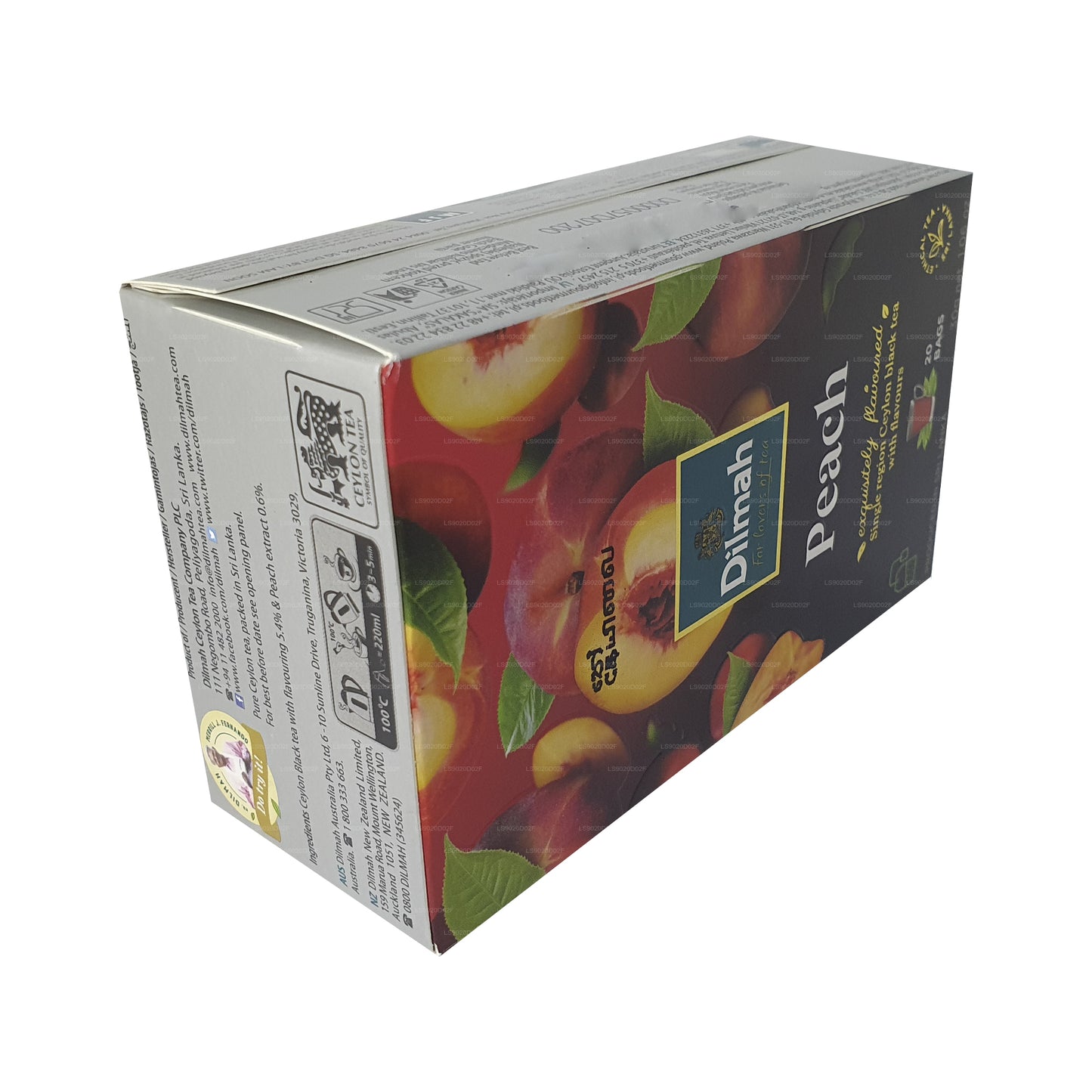 Tè nero di Ceylon aromatizzato alla pesca Dilmah (30 g) 20 bustine di tè