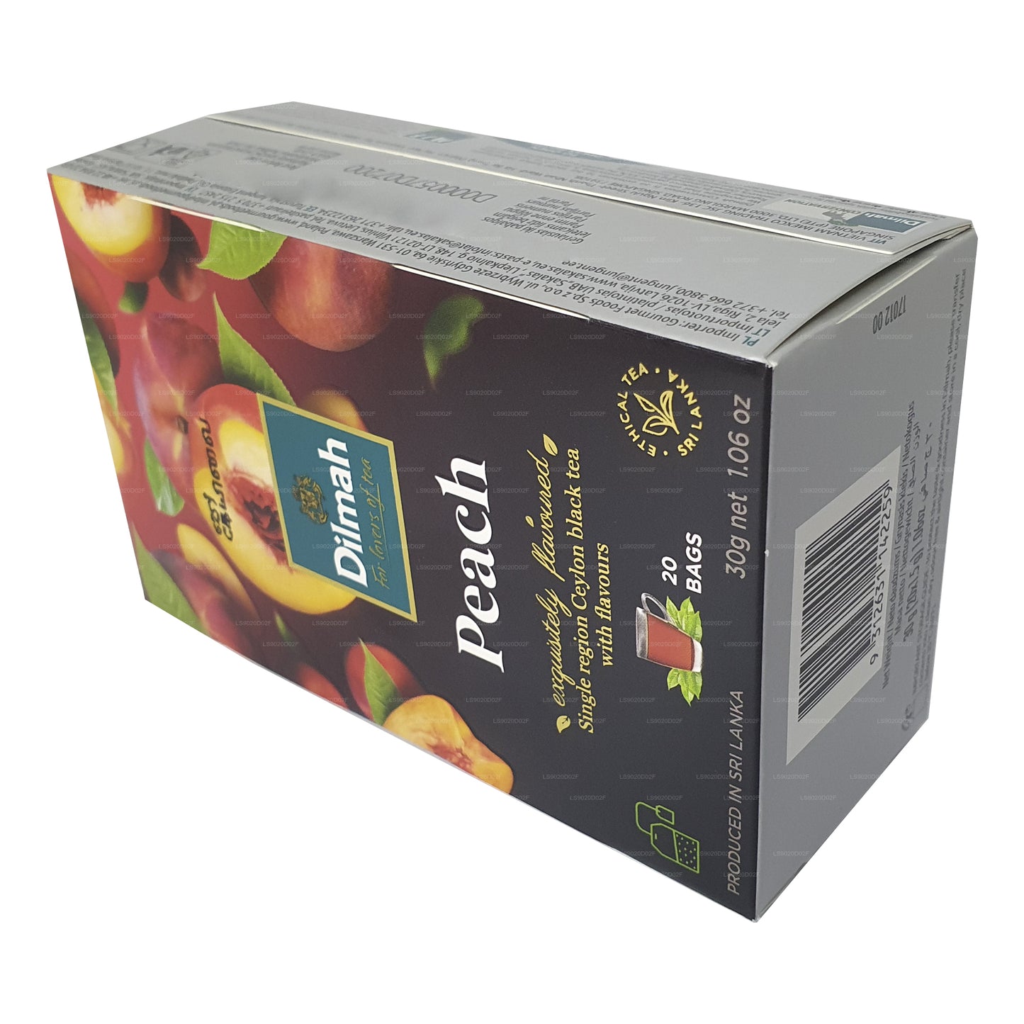 Tè nero di Ceylon aromatizzato alla pesca Dilmah (30 g) 20 bustine di tè