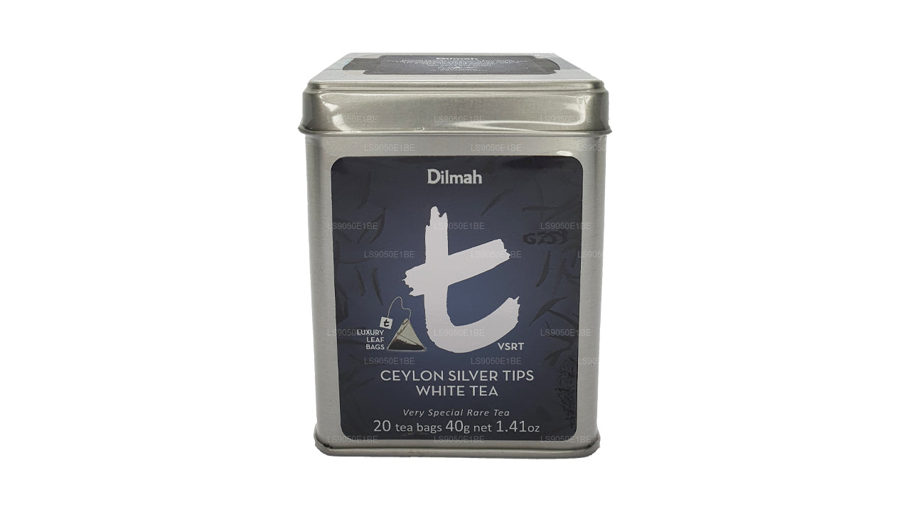 Contenitore in latta per tè bianco Dilmah serie T VSRT Ceylon Silver Tips (40 g), foglie sfuse