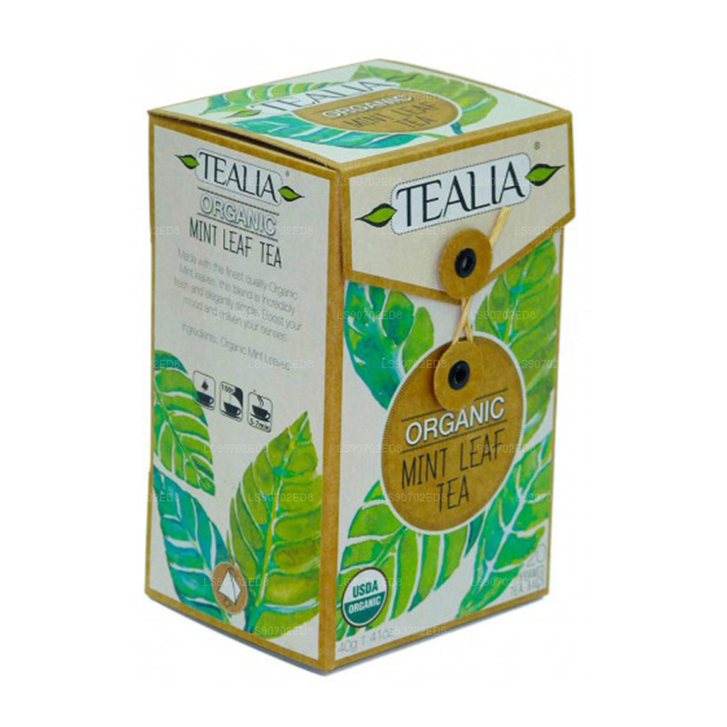 Foglia di menta piperita biologica Tealia (40 g) 20 bustine di tè piramidali