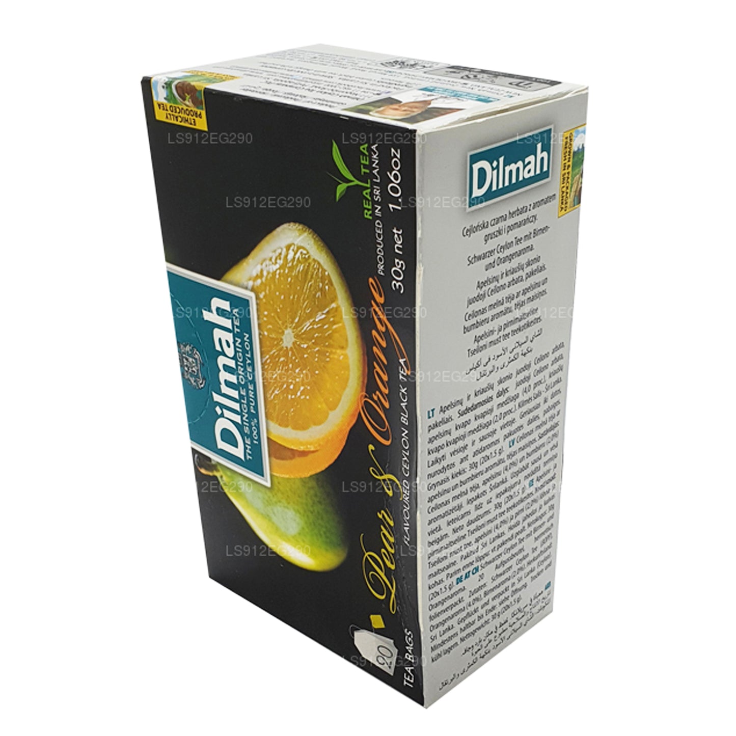 Tè nero di Ceylon aromatizzato alla pera e arancia Dilmah (30 g) 20 bustine di tè