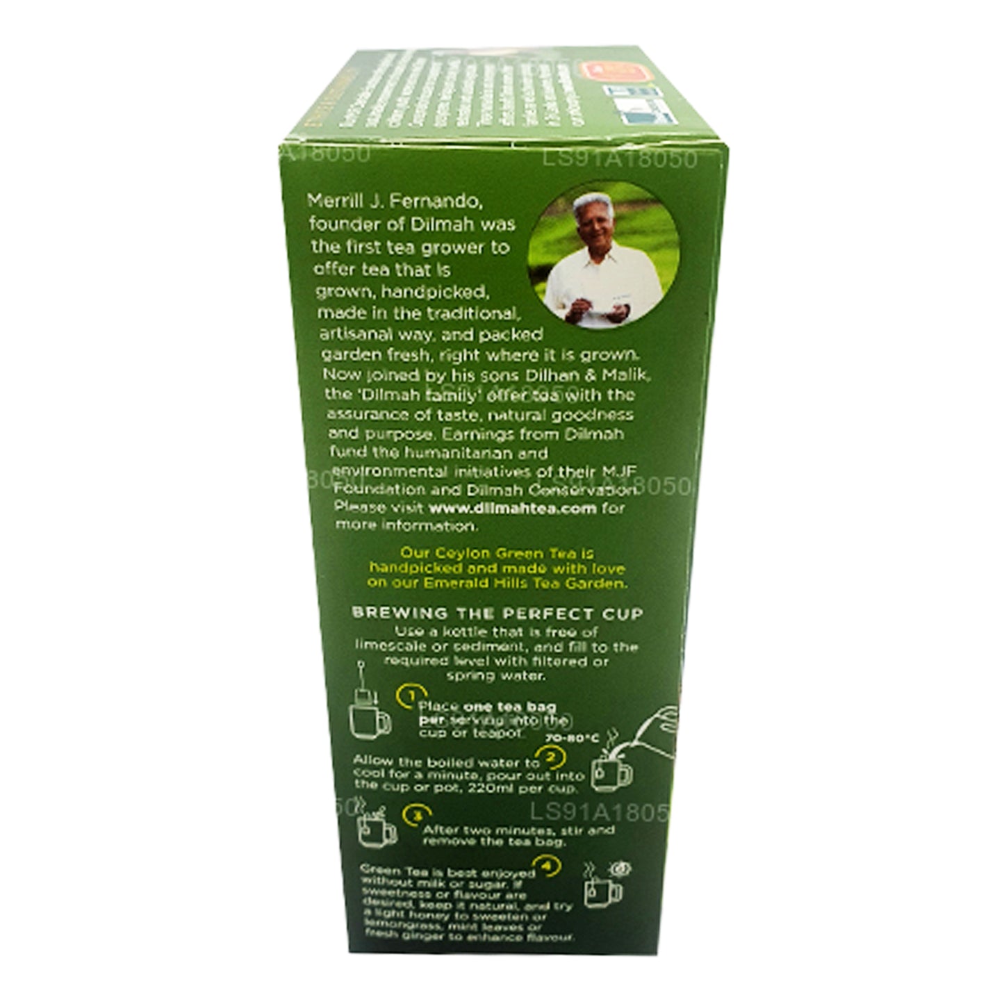 Dilmah Pure Ceylon Green Tea (40g) 20 bustine di tè