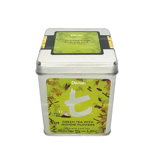 Tè verde Dilmah serie T con fiori di gelsomino (40 g) 20 bustine di tè