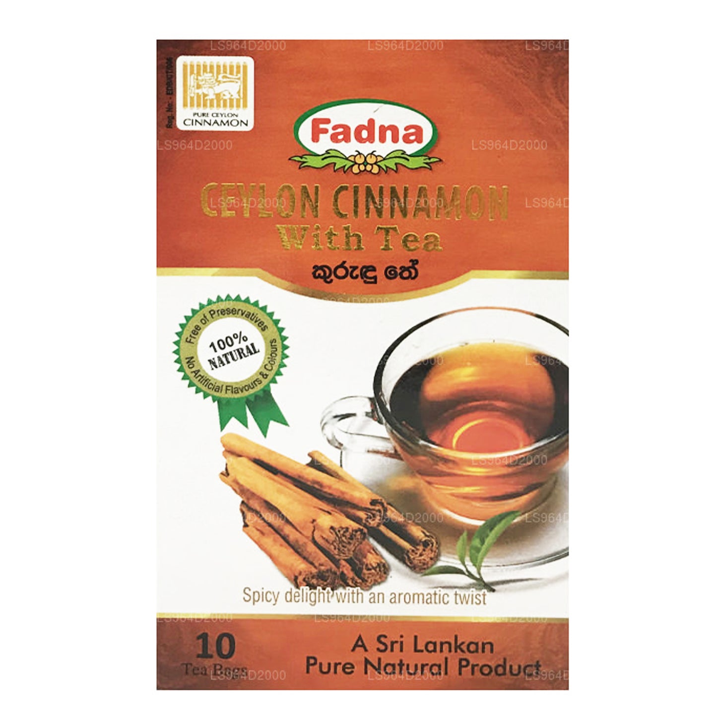 Tè alle erbe alla cannella di Ceylon Fadna (20g) 10 bustine di tè